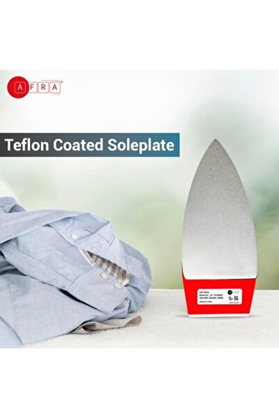 Afra Dry Iron, 1000W, White/Red, Non-stick Base, Indicator Light, Overheat Protection