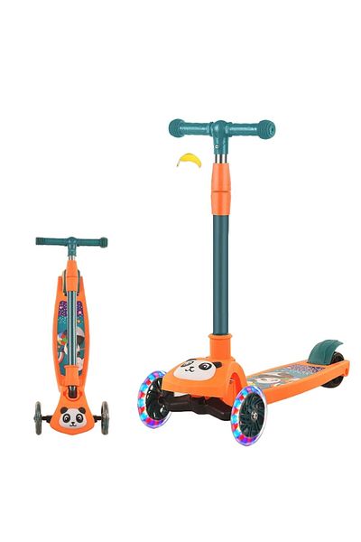 Mixbo Trotineta 2 in 1 cu roti luminoase Mixbo, inaltime reglabila, 3 ani +, portocaliu