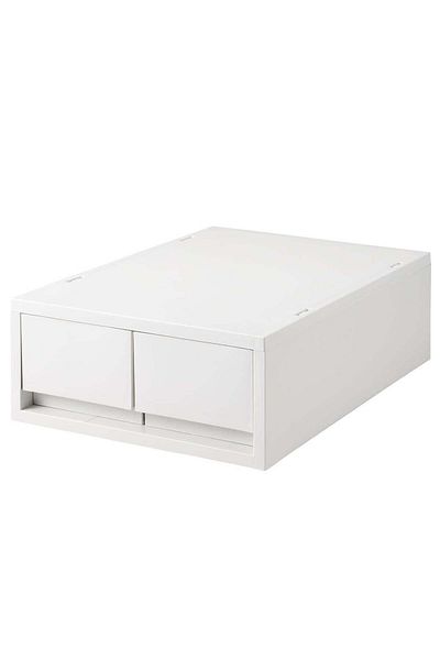 Muji Polypropylene Shallow Drawer Type Case, 2 Drawers (with Partition), W 26 x D 37 x H 12 cm, White