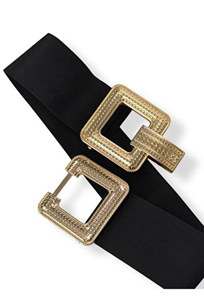 Kemerix Women's Gold Buckle Elastic Waist Belt Corset