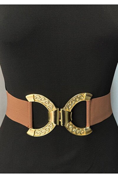 Kemerix Women's Gold Buckle Elastic Waist Belt Corset
