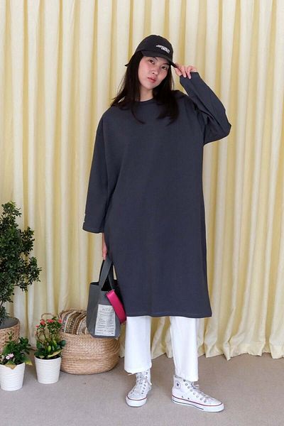 Ceylan Otantik Anthracite Long Body Tunic