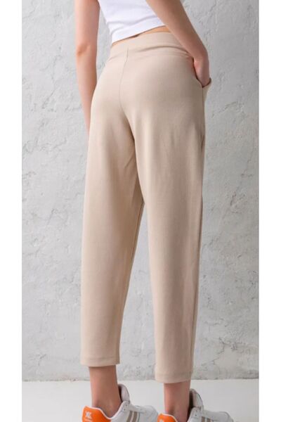 THIFF GYMWEAR Çift Düğmeli Havuç Model Bilek Boy Kadın Kumaş Pantolon