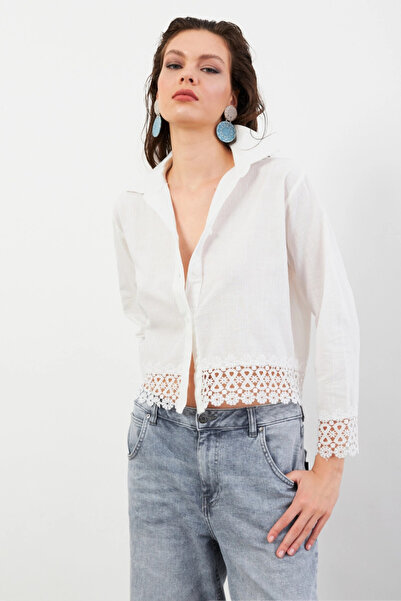 Cool & Sexy Women's Ecru Laced Shirt Mpc030