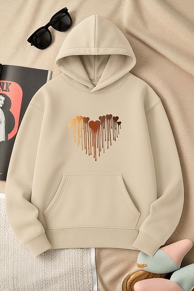 uyguntarz Unisex Melting Hearts Design Printed Sweatshirt