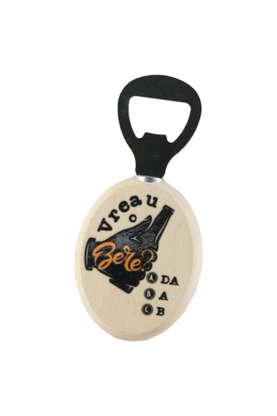 vadrami Deschizător de sticle cu lemn și oțel inoxidabil - „Vreau o Bere”