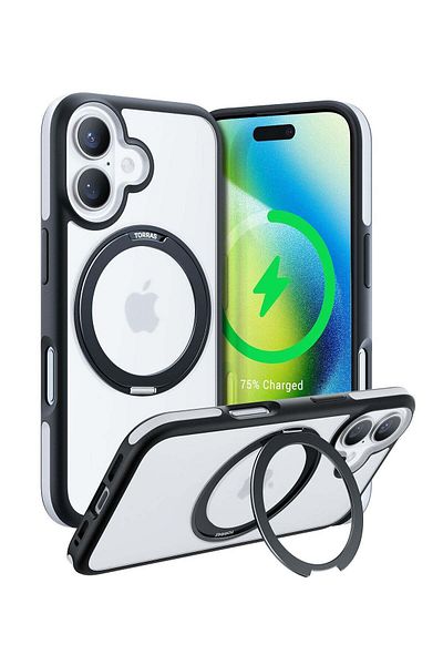 TORRAS Upgraded 360°Rotatable Magnetic Ring for iPhone 16 Plus Case, Fit for MagSafe with Stand & Ring Hol