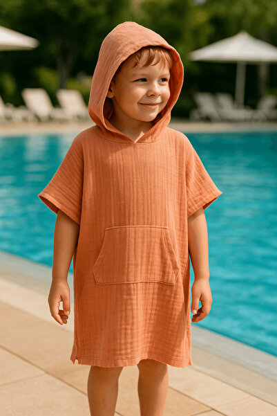 Baby Class Kapüşonlu Müslin Çocuk Panço