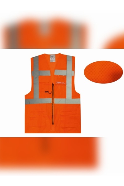 uniwest UW 221 Yönetici Mühendis Yeleği Turuncu Ve Sarı Fileli