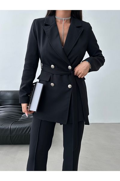 Moda İkra Tie-Up Blazer Jacket Trousers Set