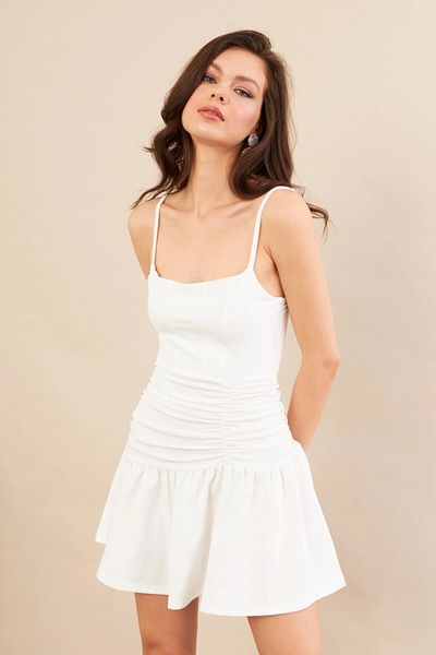 Cool & Sexy Γυναικείο Μίνι Φόρεμα Λευκό Draped DCF080