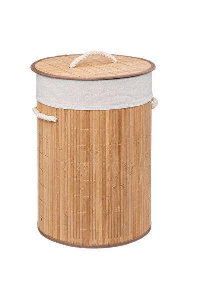 5FiveSmart Cos rufe rotund 5Five Bambou cu capac, bambus, 48 litri, 35x50 cm,...