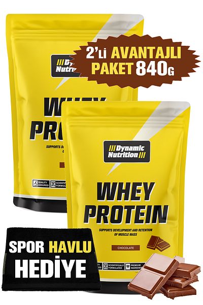 Dynamic Nutrition Whey Protein Powder - Gift - 840 g (420 g X 2 Pieces) - Chocolate Flavored - 28 Servings