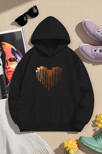 uyguntarz Unisex Melting Hearts Design Printed Sweatshirt