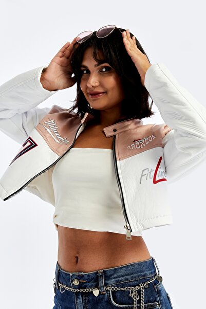 CHOS7N Jachetă din piele puf pentru femei, cu garnitură, design de nișă, originală, ocazională, imprimată, pentru utilizare confortabilă