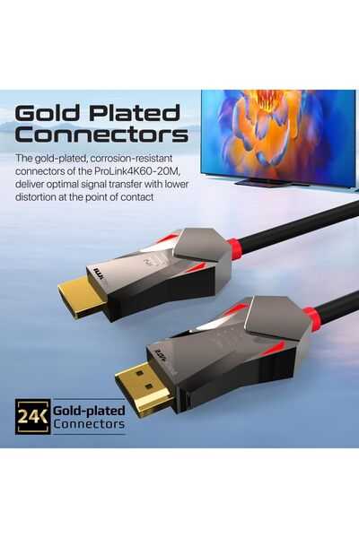 Promate HDMI 2.0 Cable, 4K@60Hz HDMI to HDMI Unidirectional Cable,20M Cable-ProLink4K60-20M