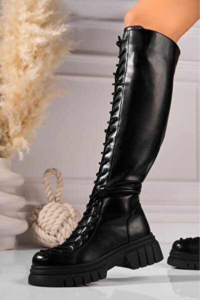 Joana Women's Black Fur-lined Boots Made of Takira Eco-Leather