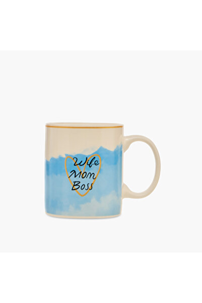 Lifestyle Typograhic Print Bone China Mug with Handle - 320 ml