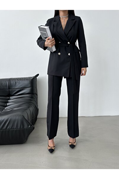 Moda İkra Σετ Παντελόνι Μπλέιζερ Tie-Up