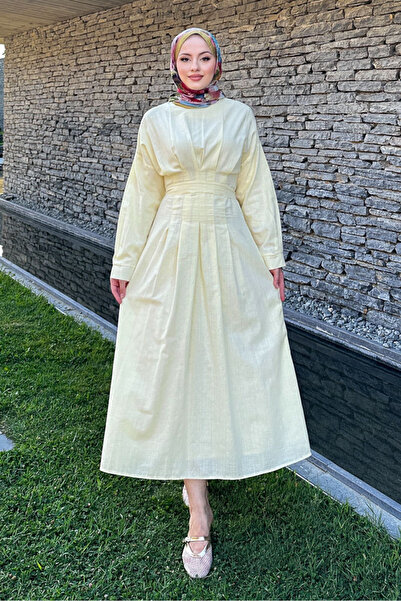 Ovn. Liora Piliseli Elbise - Sarı