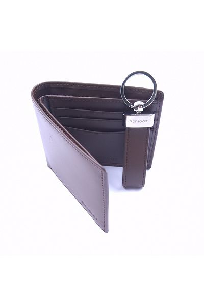 Peritdot Men's Leather Wallet Set with Stylish Key Ring