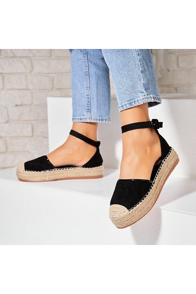 Joana Women's Black Espadrilles Made of Aspen Eco-Suede Leather