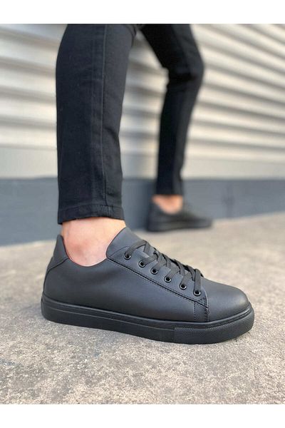 Joy Ayakkabı Jy122 Fashion Lace-Up Skin Men's Casual Sneaker Shoes Cst - Black