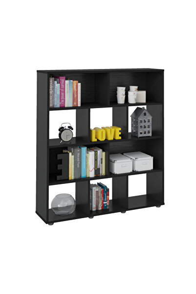 ARTLY خزانة وارفف كتب جدارية للديكور لون اسود 109x91x25