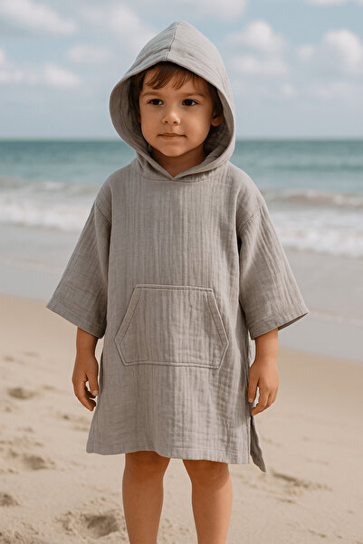 Baby Class Kapüşonlu Müslin Çocuk Panço
