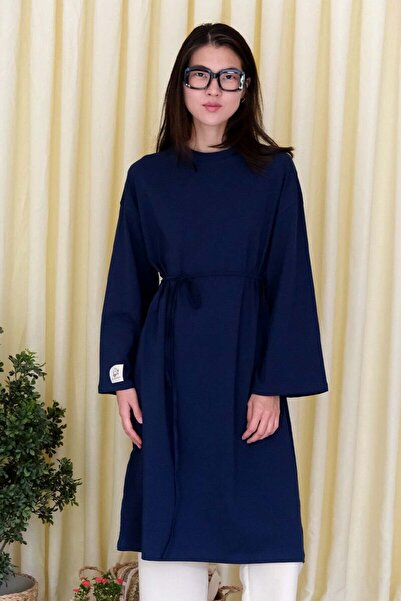 Ceylan Otantik Navy Blue Long Body Tunic
