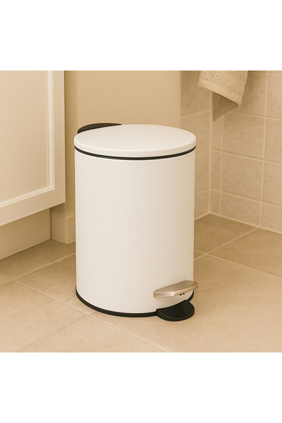 5FiveSmart 5Five Colors Cotton waste bin with pedal and soft-close, steel, 3 L, 23x23x17 cm, white