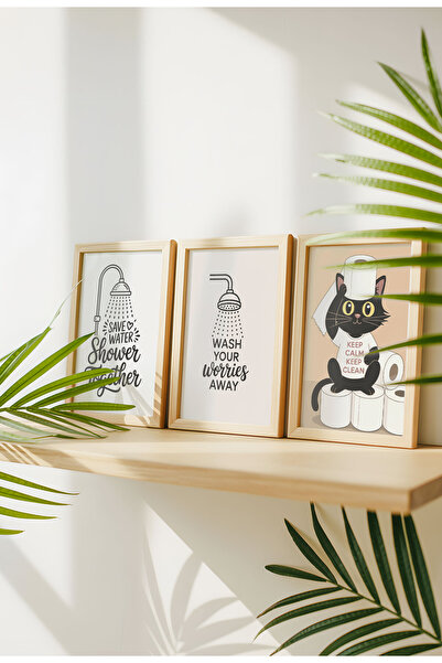 21mxm Set de 3 tablouri pe pânză cu citate amuzante pentru baie – Artă murală...