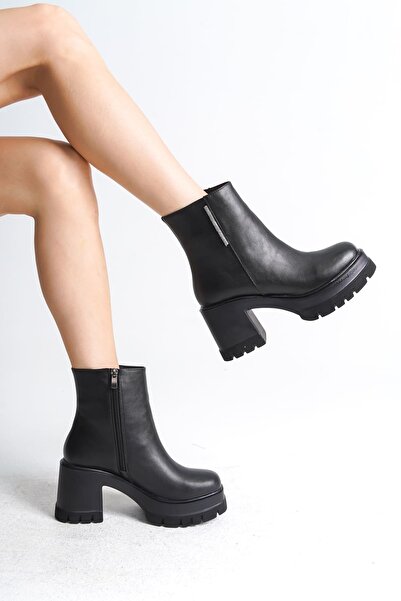 Joy Ayakkabı Γυναικείες μπότες LISSE Ορθοπεδική σόλα με φερμουάρ με χοντρό τακούνι CST - Μαύρο