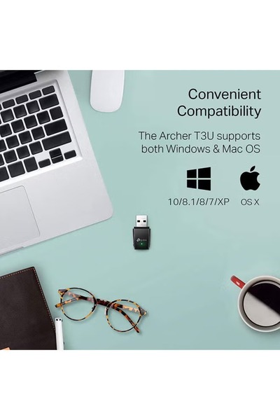 TP-LINK Archer T3U AC1300 Mini Wireless USB Adapter – Black/Silver/Green