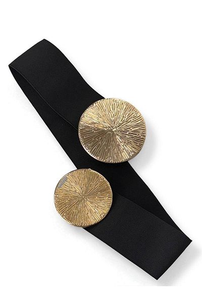 Kemerix Women's Gold Buckle Elastic Waist Belt Corset