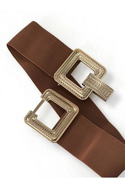Kemerix Women's Gold Buckle Elastic Waist Belt Corset