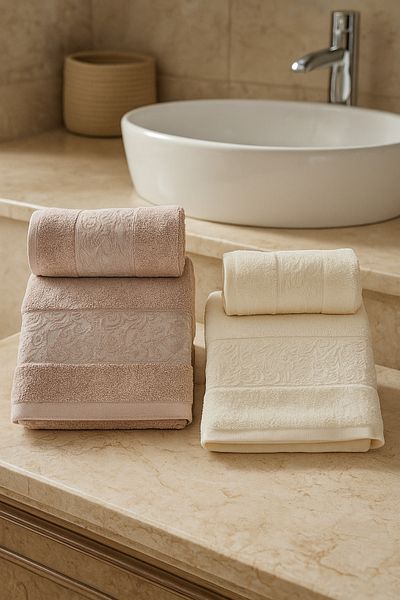 LaraLisa 70% Bamboo 30% Cotton Thread 2 Pieces 50X90 2 Pieces 70X140 Women's Men's Bath Towels