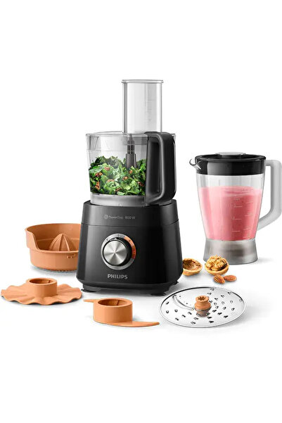 Philips Food processor HR7510/10, 2.1l bowl, 1.5l blender, 800W, 2 speed settings, Black