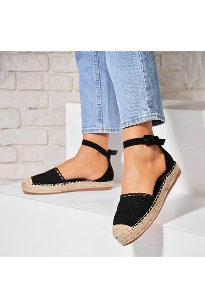 Joana Women's Black Espadrilles from Cataleya Textile