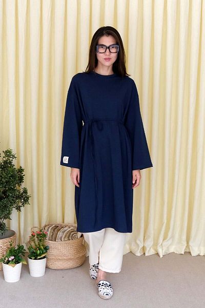 Ceylan Otantik Navy Blue Long Body Tunic