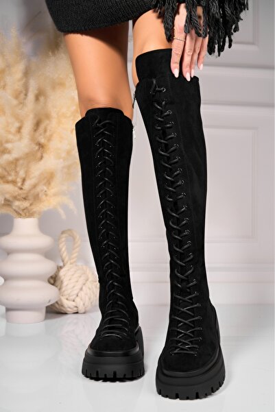 Joana Cizme Dama Imblanite Negre din Piele Ecologica Intoarsa Suraya2