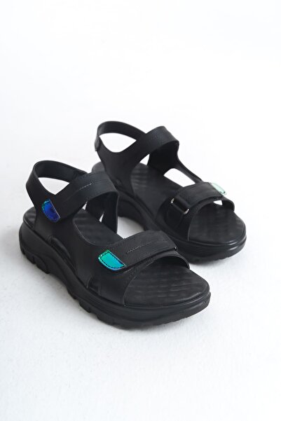 Joy Ayakkabı Lamia Velcro Orthopedic Sole Women's Sandals Cst - Black