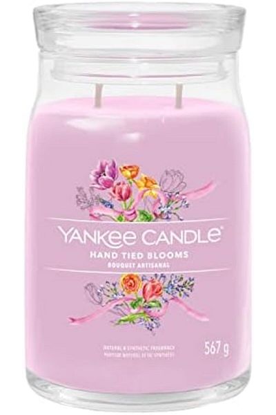 Yankee Candle Lumânare parfumată Signature | Lumânare mare din borcan cu fitil dublu, legată manual, Blooms | Soy W