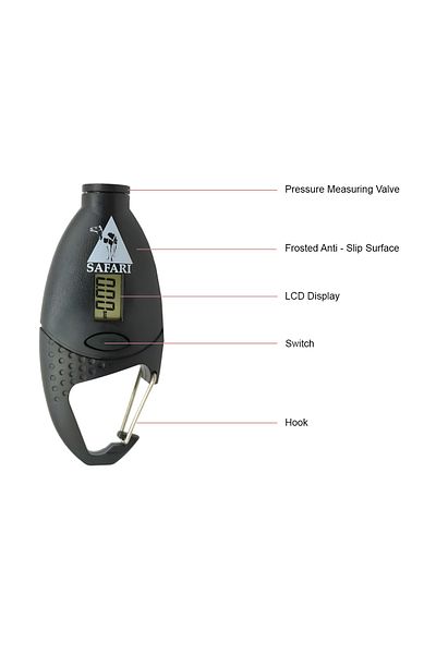 Safari TG-52 Digital Tire Pressure Gauge with LCD Display and Hook for Cars, Bikes, and More