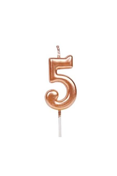 Flo Candle 4.5 x 2.5 cm, rose gold, number 5