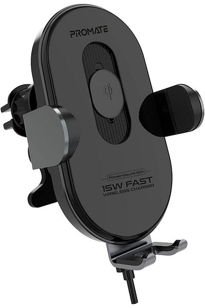 Promate 15W Wireless Car Charger Mount, Smart Qi Alignment Fast Charging,PowerMount-15W