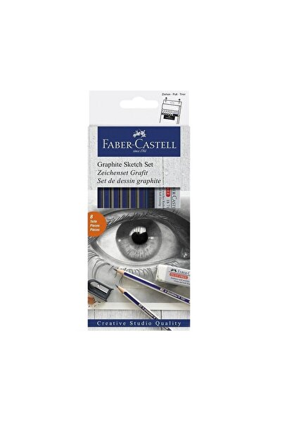 Faber Castel Μολύβια γραφίτη 2H-6B, με γόμα και ξύστρα, σετ 6 σκληρότητας