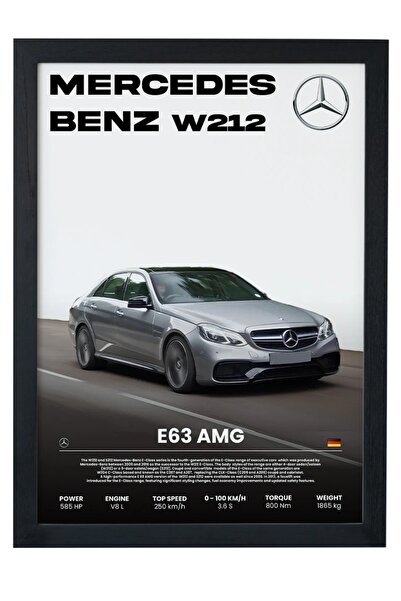 gxe.art Mercedes Benz E63 AMG Siyah Çerçeveli Tablo Poster