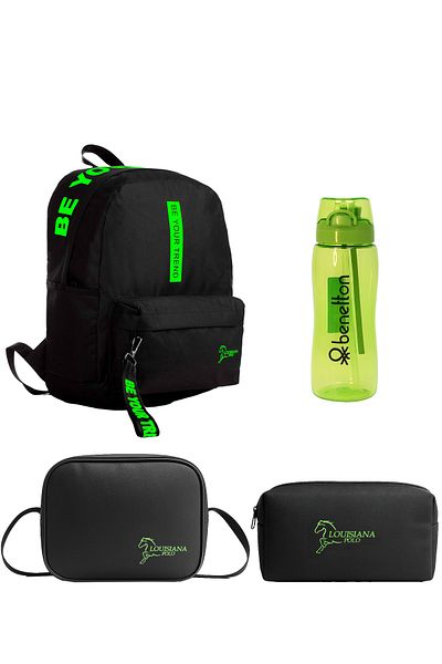 louisiana polo School Set – Bag + Thermal Nutrition + Pen Holder + Green Flask Green 1140