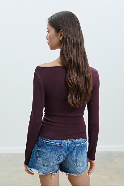 Stradivarius Long sleeve T-shirt with gathering